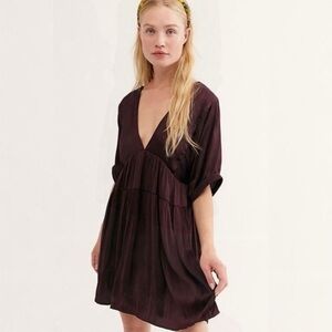 Free People Shiny Sun Up Mini Dress In Garnet Dark Purple Women’s Size Small